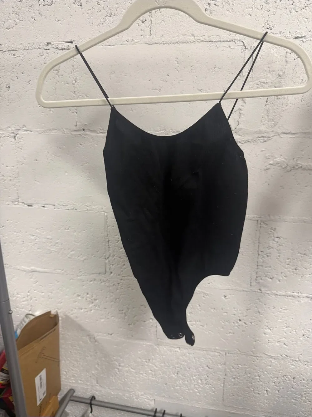 Black Ribbed Spaghetti Strap Bodysuit BRAND NEW - Size Small Stretch One Piece